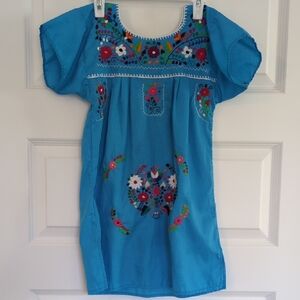 Embroidered Blue Kids Dress